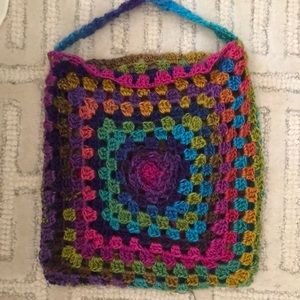 Handmade original wool crochet sling bag